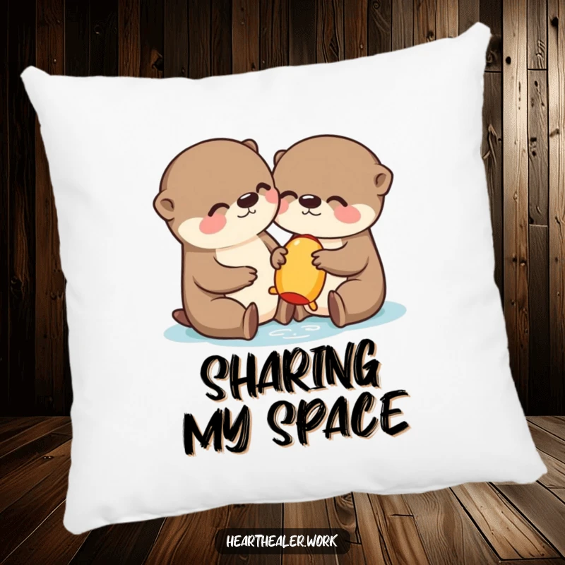 Funny Kawaii Otter Pillow: Soft and squishy, featuring a cute otter sharing, bringing humor and comfort. Wonderful funny gift.