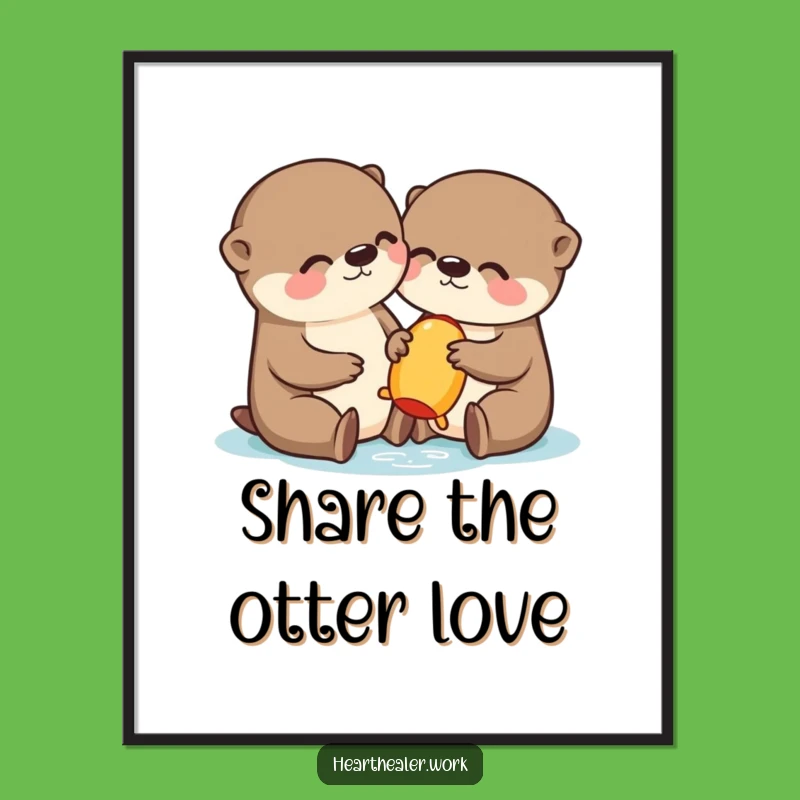 Funny Kawaii Otter Digital Art Print: Hilarious & Adorable Wall Decor!