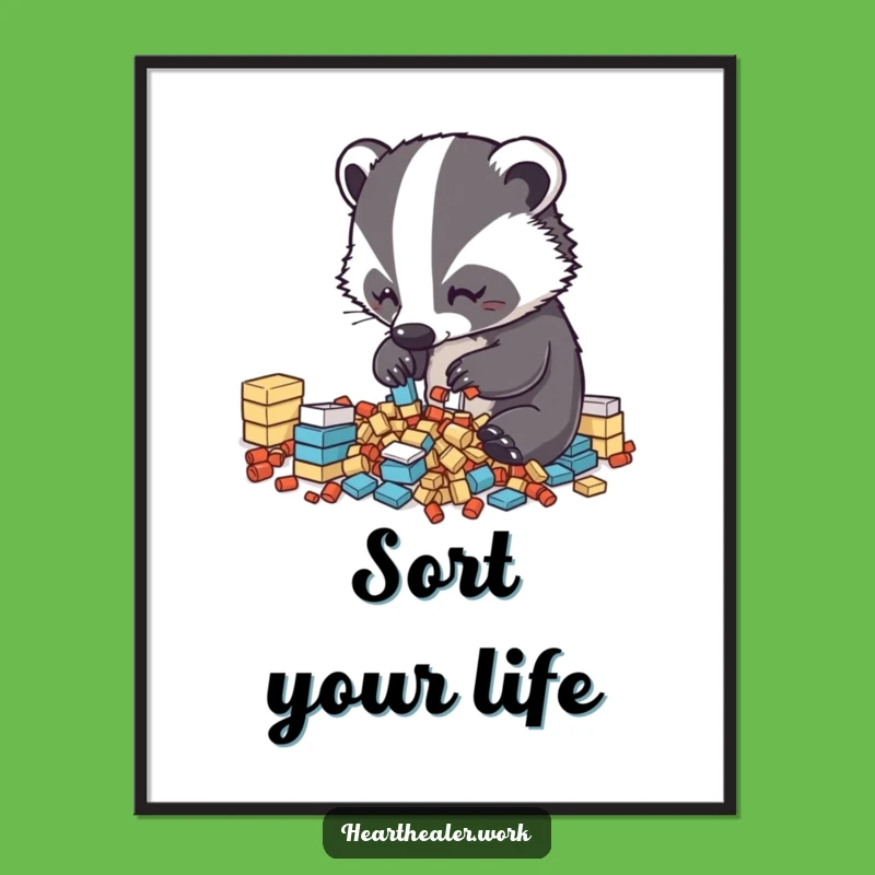 Funny Kawaii Badger Digital Art Print: Neat & Hilarious Decor!