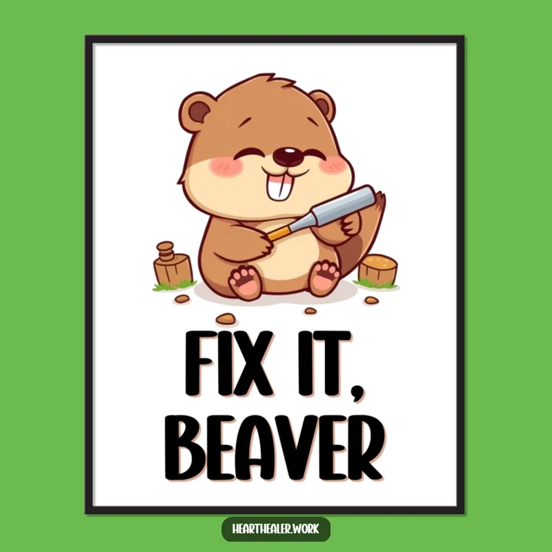 Funny Kawaii Beaver Poster: Fix Your Walls with Hilarious Art!
