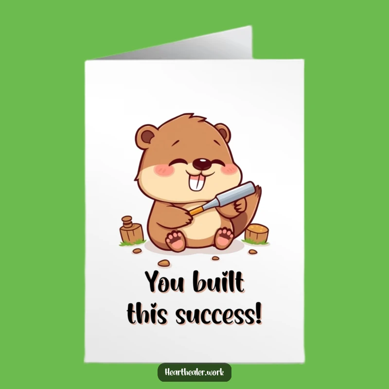 Free Printable Kawaii Beaver Congrats Card - Happy Fixer - DIY Downloadable Celebration