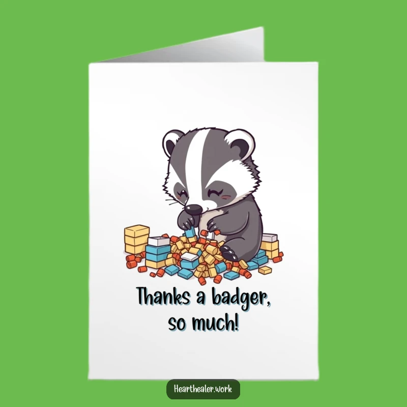Free Printable Thank You Badger Card - Organized Kawaii Gratitude - DIY Downloadable Gift